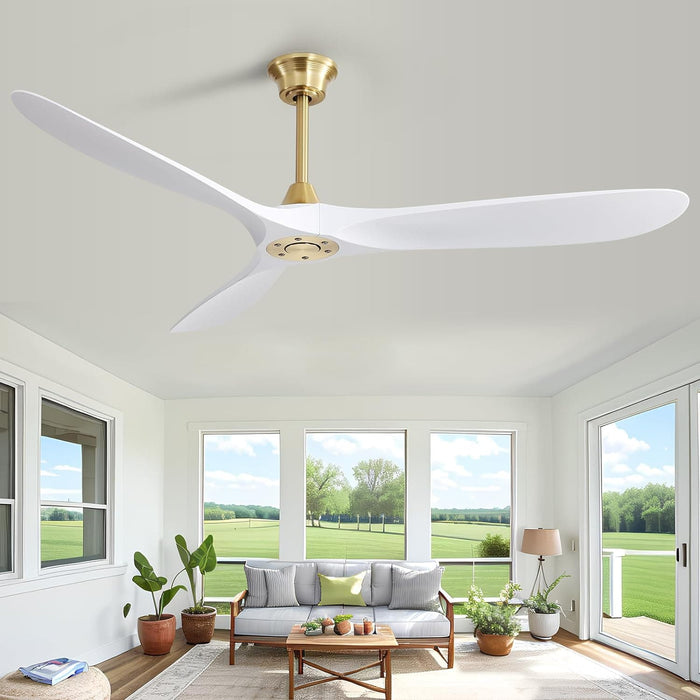 52 in. Carved Wood Fans without Ceiling Fan NO Light, Ceiling Fan, 3 Blade Modern Ceiling Fan with Remote for Living Room Bedroom, Outdoor Fan for Patio-13-ErisView