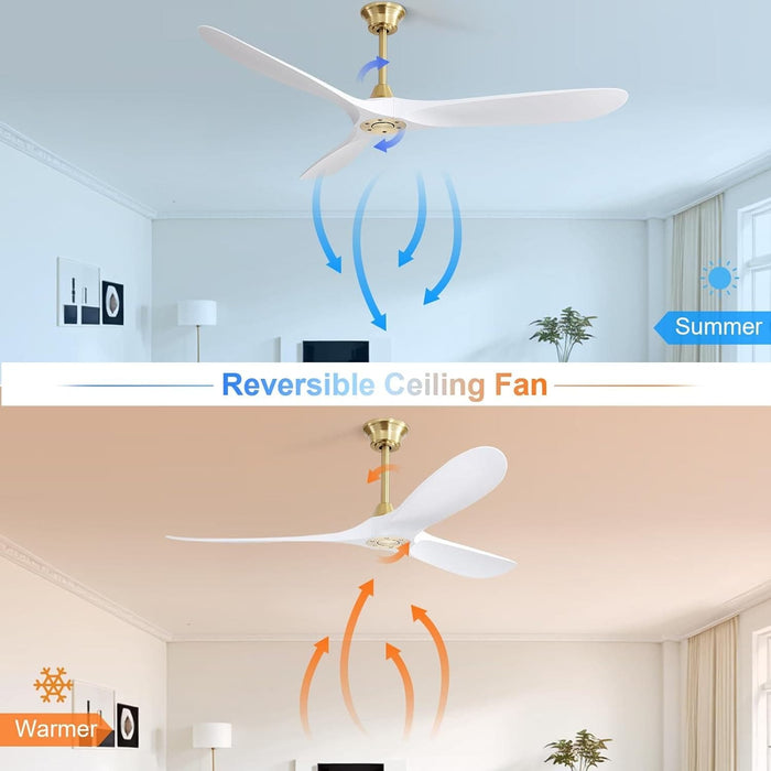 52 in. Carved Wood Fans without Ceiling Fan NO Light, Ceiling Fan, 3 Blade Modern Ceiling Fan with Remote for Living Room Bedroom, Outdoor Fan for Patio-14-ErisView