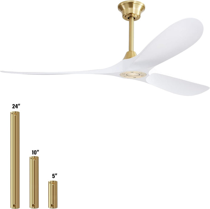 52 in. Carved Wood Fans without Ceiling Fan NO Light, Ceiling Fan, 3 Blade Modern Ceiling Fan with Remote for Living Room Bedroom, Outdoor Fan for Patio-18-ErisView