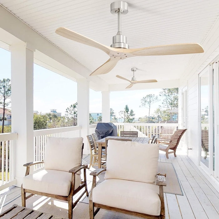 52 in. Carved Wood Fans without Ceiling Fan NO Light, Ceiling Fan, 3 Blade Modern Ceiling Fan with Remote for Living Room Bedroom, Outdoor Fan for Patio-4-ErisView