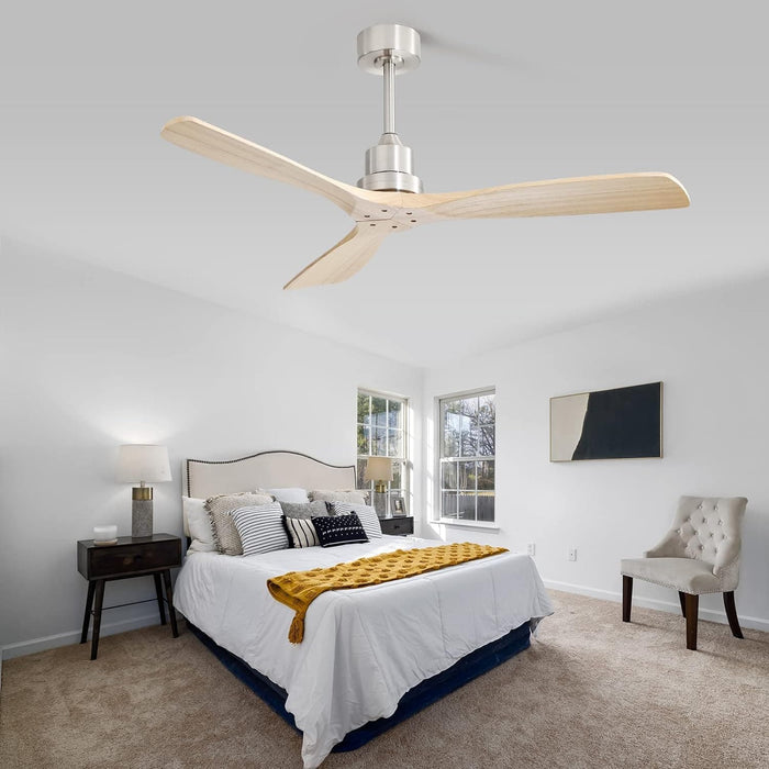 52 in. Carved Wood Fans without Ceiling Fan NO Light, Ceiling Fan, 3 Blade Modern Ceiling Fan with Remote for Living Room Bedroom, Outdoor Fan for Patio-5-ErisView