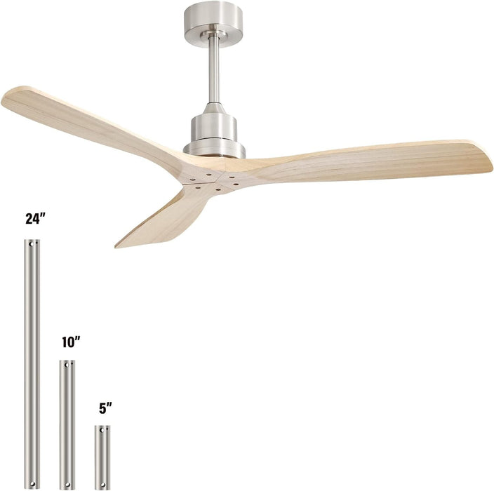 52 in. Carved Wood Fans without Ceiling Fan NO Light, Ceiling Fan, 3 Blade Modern Ceiling Fan with Remote for Living Room Bedroom, Outdoor Fan for Patio-9-ErisView