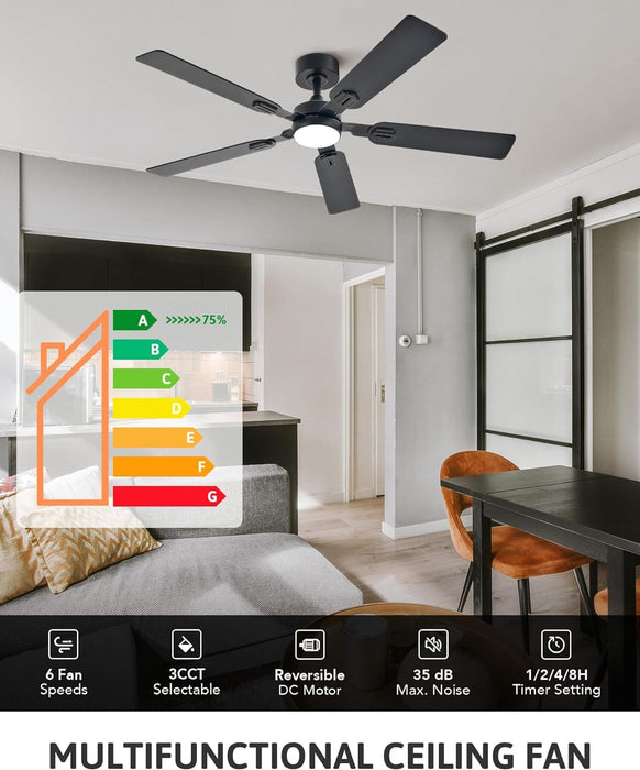 52 in. Ceiling Fan, Ceiling Fans with Lights and Remote, Reversible Quiet Ceiling Fans for Bedroom, Indoor Farmhouse Ceiling Fan with Light -2-ErisView