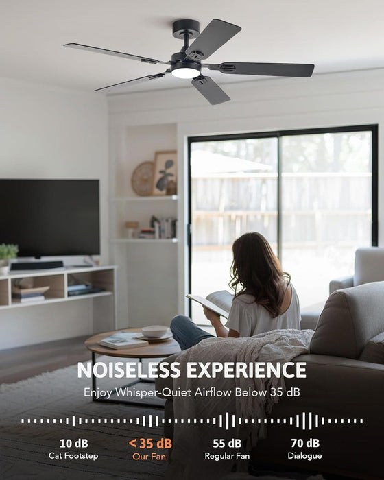 52 in. Ceiling Fan, Ceiling Fans with Lights and Remote, Reversible Quiet Ceiling Fans for Bedroom, Indoor Farmhouse Ceiling Fan with Light -4-ErisView