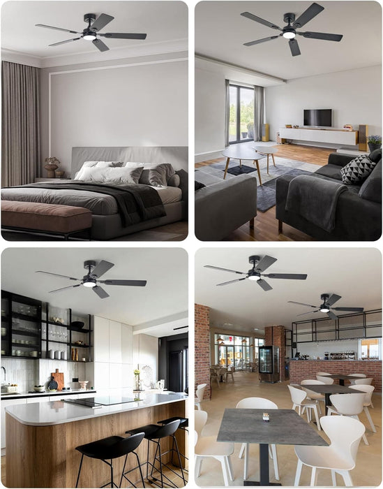 52 in. Ceiling Fan, Ceiling Fans with Lights and Remote, Reversible Quiet Ceiling Fans for Bedroom, Indoor Farmhouse Ceiling Fan with Light -7-ErisView