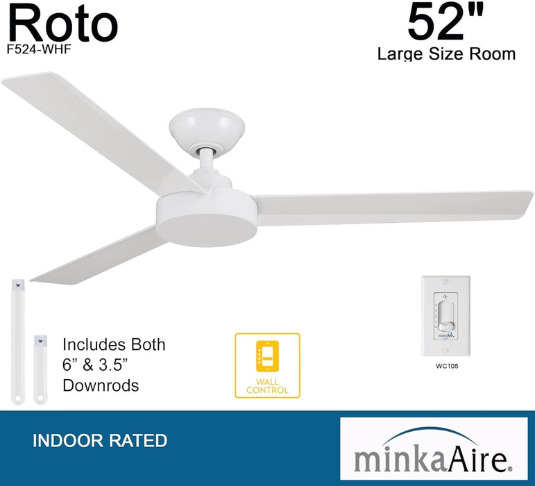 52 in. Ceiling Fan, Flat White 3 Blades Ceiling Fan, Contemporary Fans-4-ErisView