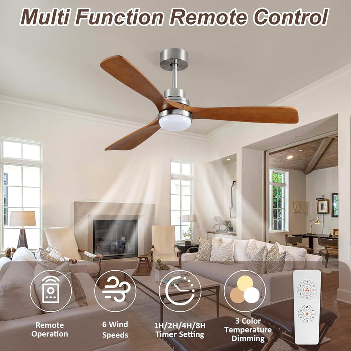 52 in. Ceiling Fan Lights with Remote Control, Reversible Modern Ceiling Fan for Patio Living Room Bedroom Office-5-ErisView