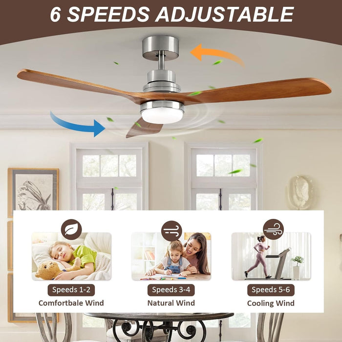 52 in. Ceiling Fan Lights with Remote Control, Reversible Modern Ceiling Fan for Patio Living Room Bedroom Office-6-ErisView