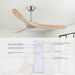 52 in. Ceiling Fan NO Light, 3 Blade Ceiling Fan, Silent Reversible Ceiling Fan for Living Room Bedroom Porch Patio, Nature Wood Ceiling Fan-5-ErisView