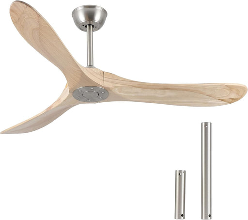 52 in. Ceiling Fan NO Light, 3 Blade Ceiling Fan, Silent Reversible Ceiling Fan for Living Room Bedroom Porch Patio, Nature Wood Ceiling Fan-1-ErisView