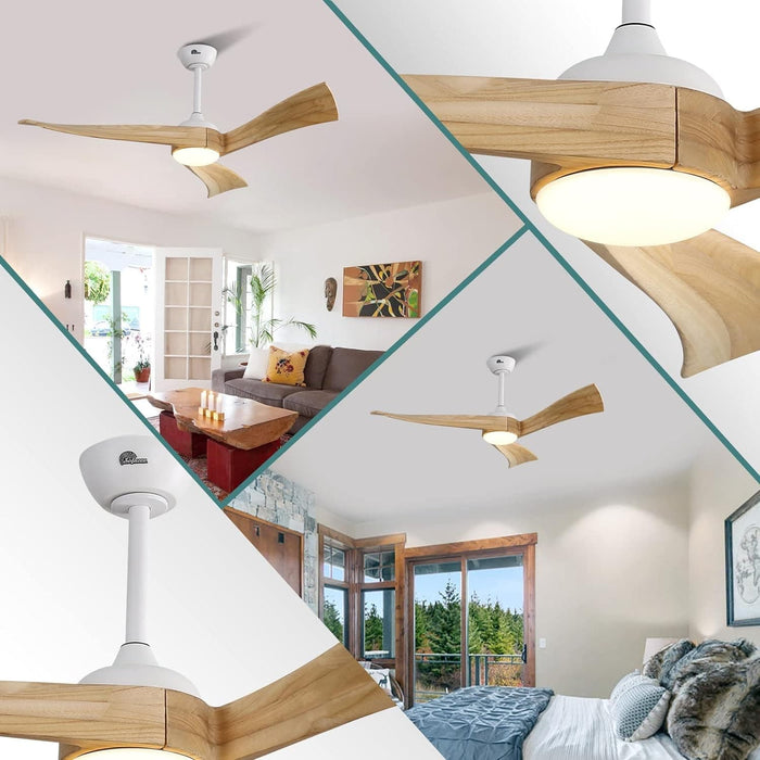 52 in. Ceiling Fan NO Light, Indoor Outdoor Ceiling Fan with Remote Control, Reversible Wood Ceiling Fan for Bedroom Living Room, Outdoor Fan for Patio-10-ErisView