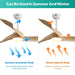 52 in. Ceiling Fan NO Light, Indoor Outdoor Ceiling Fan with Remote Control, Reversible Wood Ceiling Fan for Bedroom Living Room, Outdoor Fan for Patio-12-ErisView