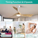 52 in. Ceiling Fan NO Light, Indoor Outdoor Ceiling Fan with Remote Control, Reversible Wood Ceiling Fan for Bedroom Living Room, Outdoor Fan for Patio-13-ErisView