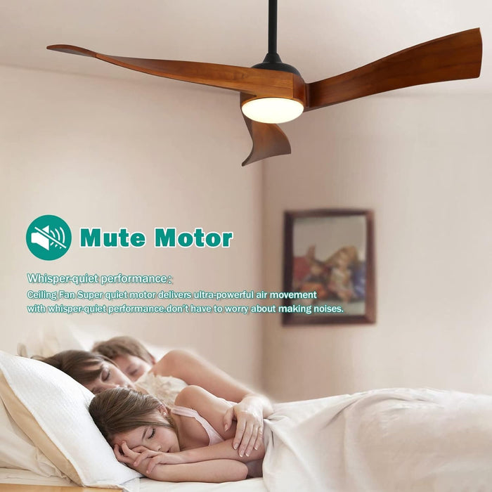 52 in. Ceiling Fan NO Light, Indoor Outdoor Ceiling Fan with Remote Control, Reversible Wood Ceiling Fan for Bedroom Living Room, Outdoor Fan for Patio-21-ErisView