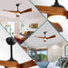 52 in. Ceiling Fan NO Light, Indoor Outdoor Ceiling Fan with Remote Control, Reversible Wood Ceiling Fan for Bedroom Living Room, Outdoor Fan for Patio-22-ErisView
