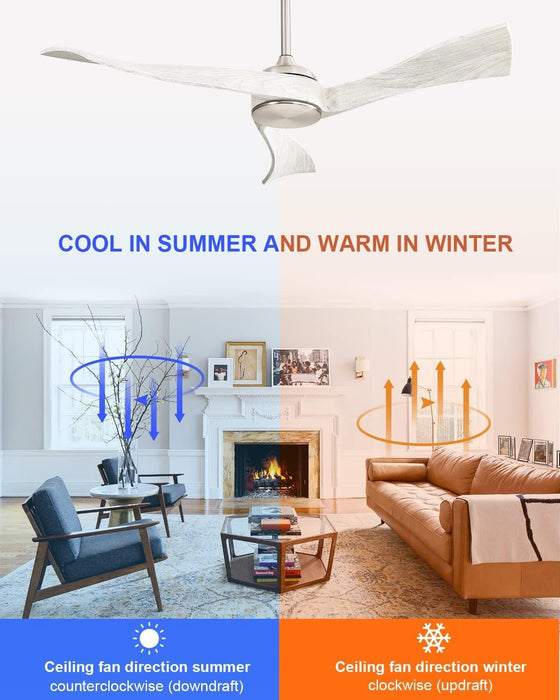 52 in. Ceiling Fan NO Light, Indoor Outdoor Ceiling Fan with Remote Control, Reversible Wood Ceiling Fan for Bedroom Living Room, Outdoor Fan for Patio-2-ErisView