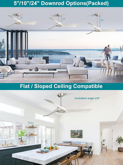 52 in. Ceiling Fan NO Light, Indoor Outdoor Ceiling Fan with Remote Control, Reversible Wood Ceiling Fan for Bedroom Living Room, Outdoor Fan for Patio-3-ErisView