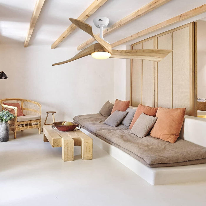 52 in. Ceiling Fan NO Light, Indoor Outdoor Ceiling Fan with Remote Control, Reversible Wood Ceiling Fan for Bedroom Living Room, Outdoor Fan for Patio-9-ErisView