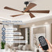 52 in. Ceiling Fan, Outdoor Ceiling Fan with Light, Modern Ceiling Fan with Remote, 5 Walnut Blade Indoor Outdoor Ceiling Fans for Living Room, Bedroom -7-ErisView