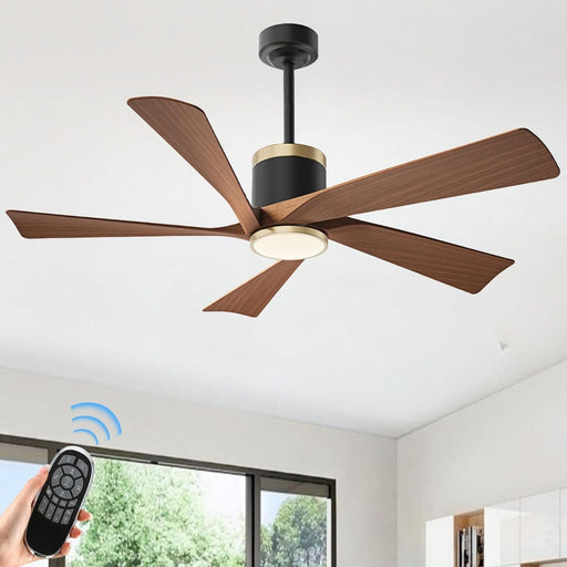 52 in. Ceiling Fan, Outdoor Ceiling Fan with Light, Modern Ceiling Fan with Remote, 5 Walnut Blade Indoor Outdoor Ceiling Fans for Living Room, Bedroom -1-ErisView