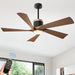 52 in. Ceiling Fan, Outdoor Ceiling Fan with Light, Modern Ceiling Fan with Remote, 5 Walnut Blade Indoor Outdoor Ceiling Fans for Living Room, Bedroom -1-ErisView