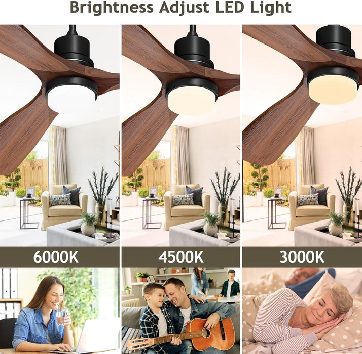 52 in. Ceiling Fan, Outdoor Ceiling Fan with Light Remote for Patio, Indoor Wood Farmhouse Ceiling Fan with Light, Reversible Fan for Summer Winter-3-ErisView