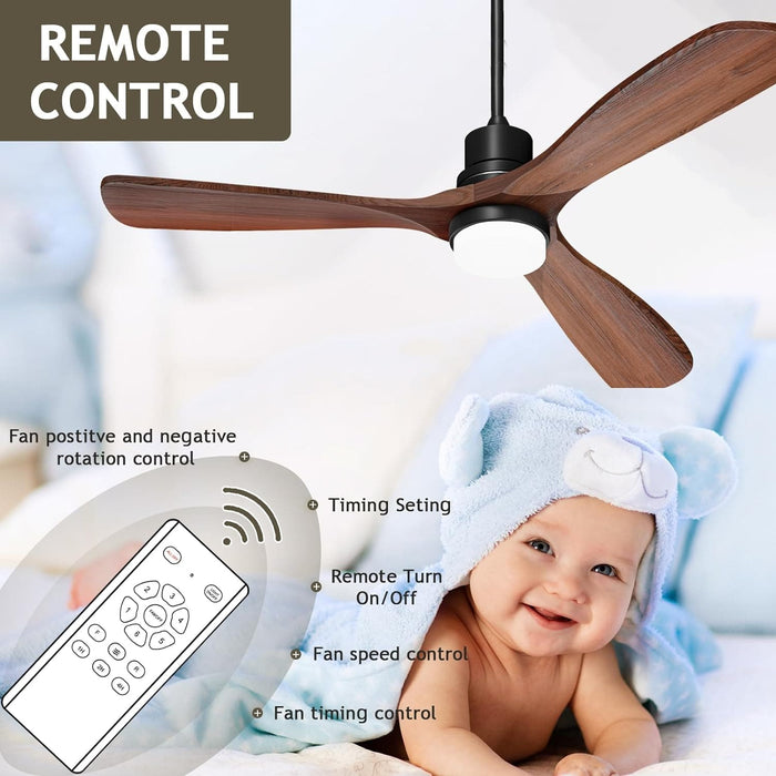 52 in. Ceiling Fan, Outdoor Ceiling Fan with Light Remote for Patio, Indoor Wood Farmhouse Ceiling Fan with Light, Reversible Fan for Summer Winter-4-ErisView
