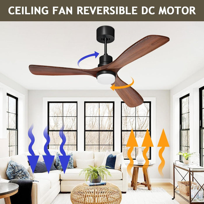 52 in. Ceiling Fan, Outdoor Ceiling Fan with Light Remote for Patio, Indoor Wood Farmhouse Ceiling Fan with Light, Reversible Fan for Summer Winter-5-ErisView