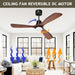 52 in. Ceiling Fan, Outdoor Ceiling Fan with Light Remote for Patio, Indoor Wood Farmhouse Ceiling Fan with Light, Reversible Fan for Summer Winter-5-ErisView