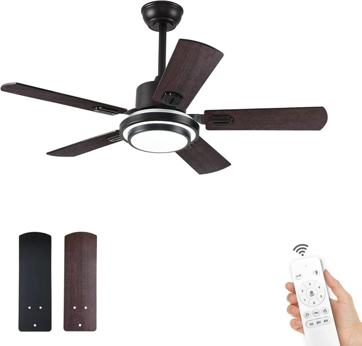 52 in. Ceiling Fan, Outdoor Ceiling Fan with Light and Remote, LED Modern Outdoor Silver Ceiling Fan, Indoor Wood Ceiling Fan with Bright Light-10-ErisView