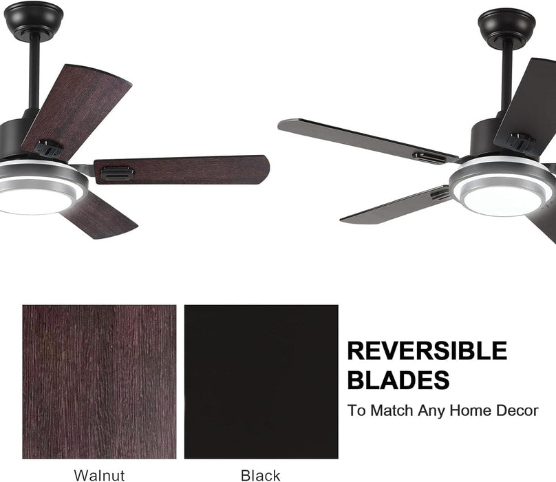 52 in. Ceiling Fan, Outdoor Ceiling Fan with Light and Remote, LED Modern Outdoor Silver Ceiling Fan, Indoor Wood Ceiling Fan with Bright Light-14-ErisView