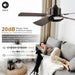 52 in. Ceiling Fan, Outdoor Ceiling Fan with Light and Remote, LED Modern Outdoor Silver Ceiling Fan, Indoor Wood Ceiling Fan with Bright Light-15-ErisView