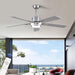 52 in. Ceiling Fan, Outdoor Ceiling Fan with Light and Remote, LED Modern Outdoor Silver Ceiling Fan, Indoor Wood Ceiling Fan with Bright Light-2-ErisView