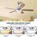 52 in. Ceiling Fan, Outdoor Ceiling Fan with Light and Remote, LED Modern Outdoor Silver Ceiling Fan, Indoor Wood Ceiling Fan with Bright Light-5-ErisView