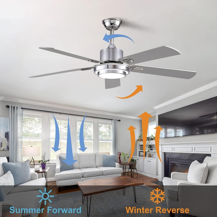 52 in. Ceiling Fan, Outdoor Ceiling Fan with Light and Remote, LED Modern Outdoor Silver Ceiling Fan, Indoor Wood Ceiling Fan with Bright Light-6-ErisView