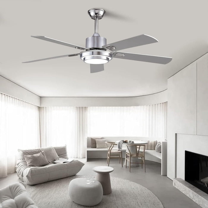 52 in. Ceiling Fan, Outdoor Ceiling Fan with Light and Remote, LED Modern Outdoor Silver Ceiling Fan, Indoor Wood Ceiling Fan with Bright Light-9-ErisView
