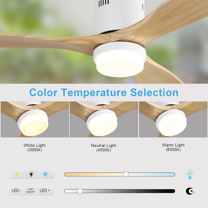 52 in. Ceiling Fan, Outdoor Ceiling Fan with Light and Remote, Outdoor Ceiling Fan with Light, Dimmable Quiet Ceiling Fans, Reversible Wood Blades-17-ErisView