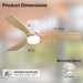 52 in. Ceiling Fan, Outdoor Ceiling Fan with Light and Remote, Outdoor Ceiling Fan with Light, Dimmable Quiet Ceiling Fans, Reversible Wood Blades-19-ErisView