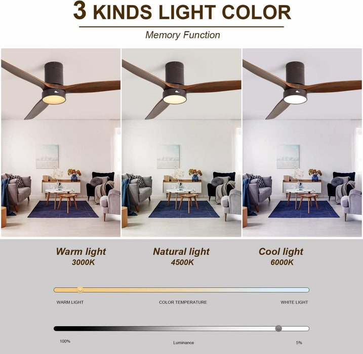 52 in. Ceiling Fan, Outdoor Ceiling Fan with Light and Remote, Outdoor Ceiling Fan with Light, Dimmable Quiet Ceiling Fans, Reversible Wood Blades-22-ErisView