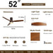 52 in. Ceiling Fan, Outdoor Ceiling Fan with Light and Remote, Outdoor Ceiling Fan with Light, Dimmable Quiet Ceiling Fans, Reversible Wood Blades-24-ErisView