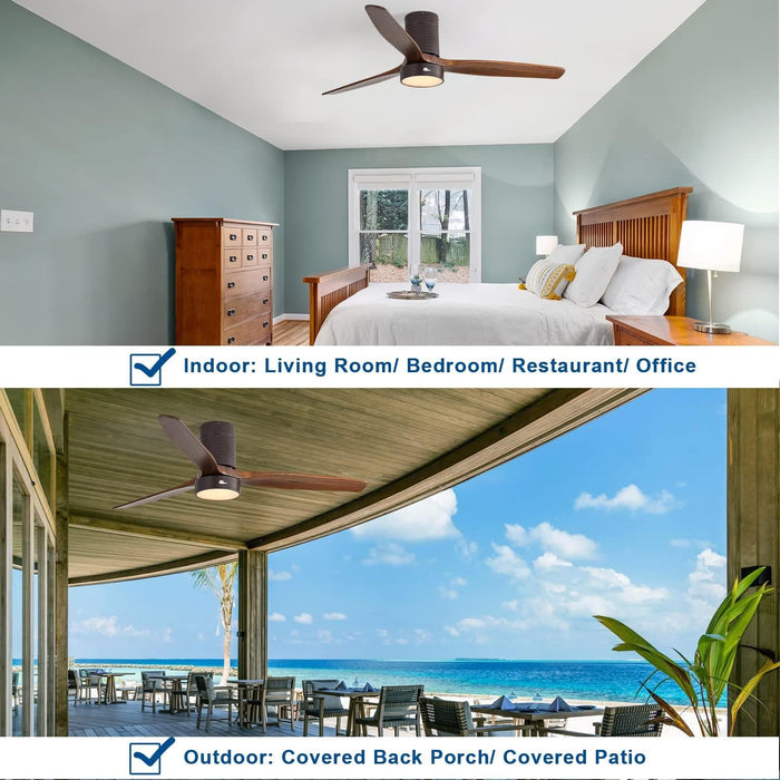 52 in. Ceiling Fan, Outdoor Ceiling Fan with Light and Remote, Outdoor Ceiling Fan with Light, Dimmable Quiet Ceiling Fans, Reversible Wood Blades-26-ErisView