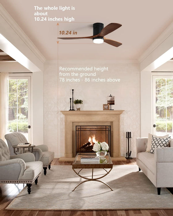 52 in. Ceiling Fan, Outdoor Ceiling Fan with Light and Remote, Outdoor Ceiling Fan with Light, Dimmable Quiet Ceiling Fans, Reversible Wood Blades-30-ErisView