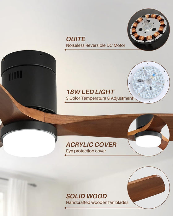52 in. Ceiling Fan, Outdoor Ceiling Fan with Light and Remote, Outdoor Ceiling Fan with Light, Dimmable Quiet Ceiling Fans, Reversible Wood Blades-32-ErisView