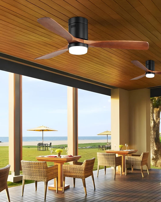 52 in. Ceiling Fan, Outdoor Ceiling Fan with Light and Remote, Outdoor Ceiling Fan with Light, Dimmable Quiet Ceiling Fans, Reversible Wood Blades-33-ErisView