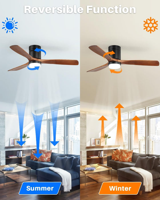 52 in. Ceiling Fan, Outdoor Ceiling Fan with Light and Remote, Outdoor Ceiling Fan with Light, Dimmable Quiet Ceiling Fans, Reversible Wood Blades-34-ErisView