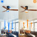 52 in. Ceiling Fan, Outdoor Ceiling Fan with Light and Remote, Outdoor Ceiling Fan with Light, Dimmable Quiet Ceiling Fans, Reversible Wood Blades-34-ErisView