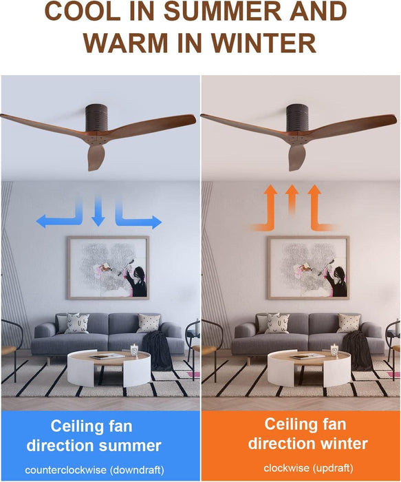 52 in. Ceiling Fan, Outdoor Ceiling Fan with Light and Remote, Outdoor Ceiling Fan with Light, Dimmable Quiet Ceiling Fans, Reversible Wood Blades-36-ErisView