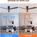 52 in. Ceiling Fan, Outdoor Ceiling Fan with Light and Remote, Outdoor Ceiling Fan with Light, Dimmable Quiet Ceiling Fans, Reversible Wood Blades-36-ErisView
