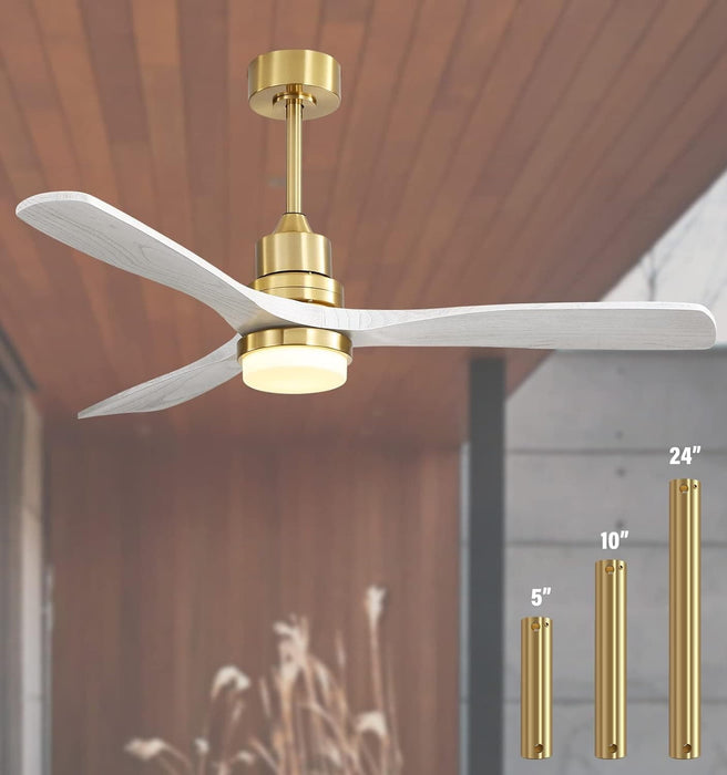 52 in. Ceiling Fan, Outdoor Ceiling Fan with Light and Remote, Outdoor Ceiling Fan with Light, Dimmable Quiet Ceiling Fans, Reversible Wood Blades-42-ErisView