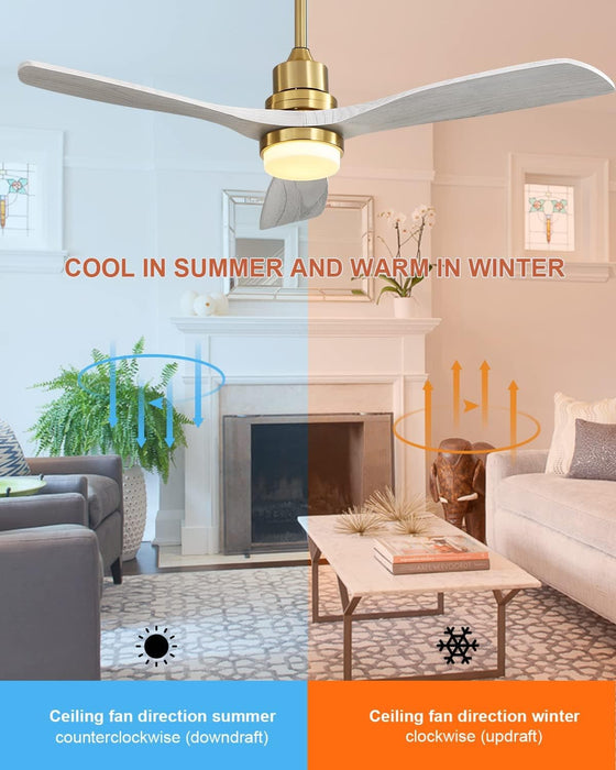 52 in. Ceiling Fan, Outdoor Ceiling Fan with Light and Remote, Outdoor Ceiling Fan with Light, Dimmable Quiet Ceiling Fans, Reversible Wood Blades-44-ErisView